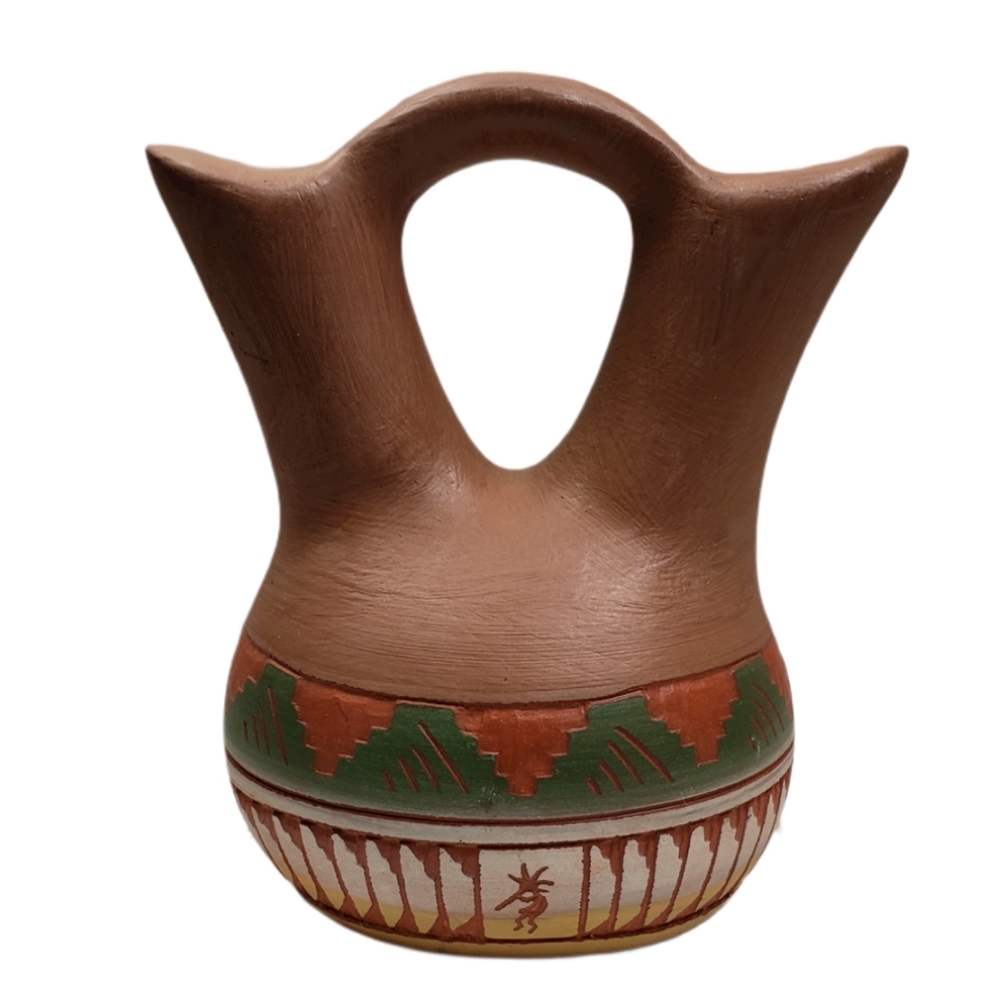 - NATIVE American Navajo wedding vase clay pottery
